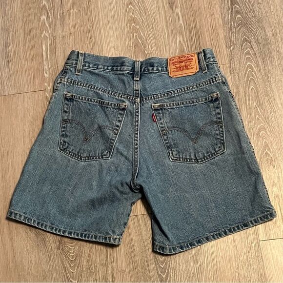 Vintage 90s Black Bat Wing Levi’s 550 Baggy Denim Bermuda 11” Jean Short 8 - Picture 4 of 11